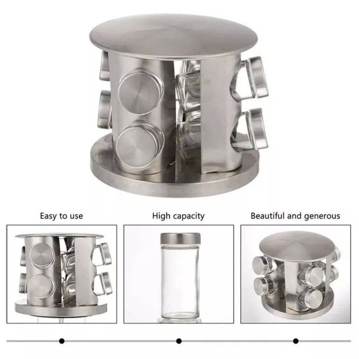 GENERICO - Condimentero De 8 Frascos Especieros Para Mesa Cocina