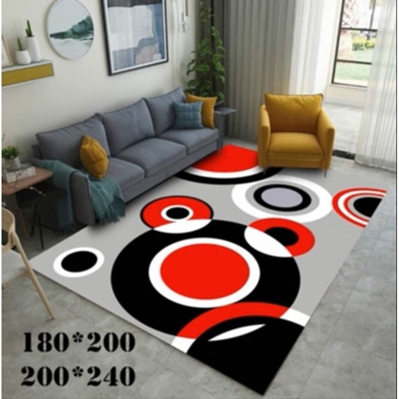 ANGELES DEL HOGAR - Alfombras Lisas con diseños 3D 180x200 cm Cuadros Rojos