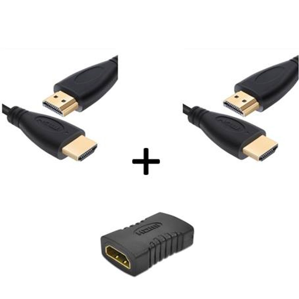 GENERICO - PACK, 2 x Cables HDMI 2 m + conector HDMI a HDMI