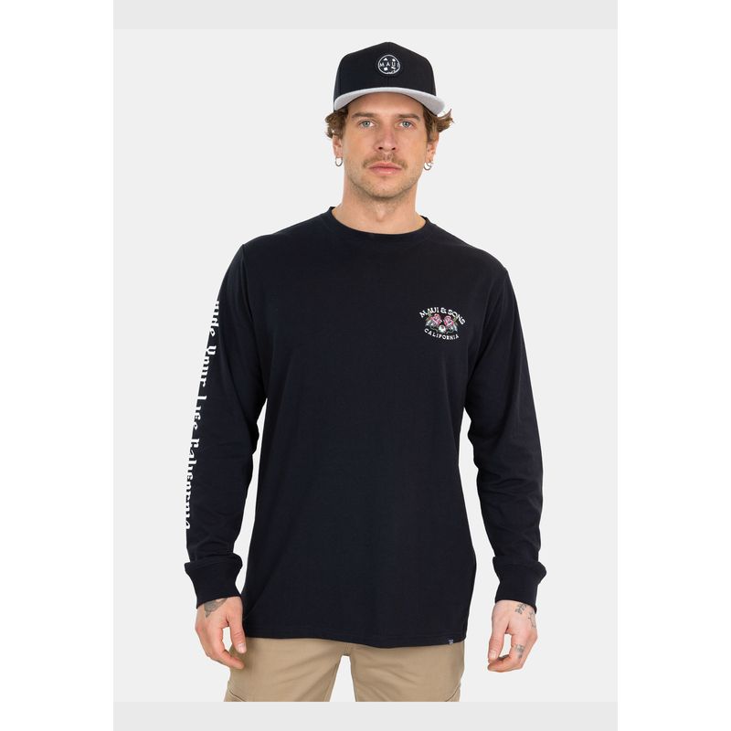 MAUI AND SONS - Polera ML Pacific Hombre Negro Maui And Sons