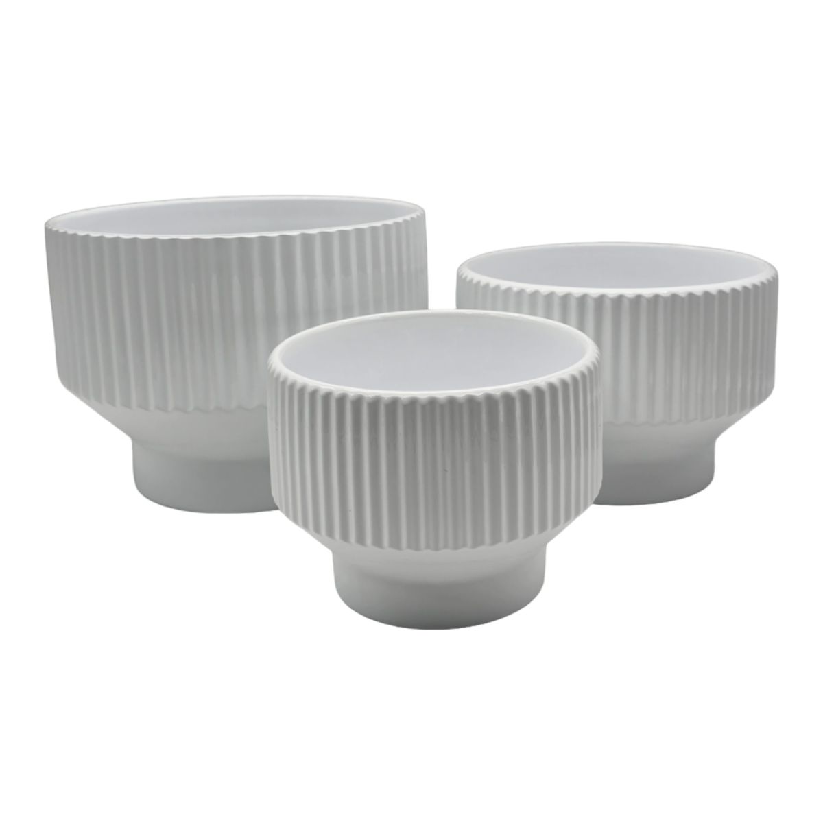 GENERICO - Set 3 Maceteros Maceta De Ceramica Copon Blanco Brillante