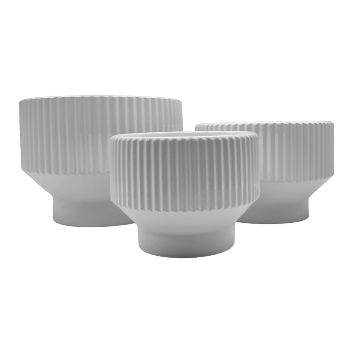 GENERICO - Set 3 Maceteros Maceta De Ceramica Copon Blanco Brillante