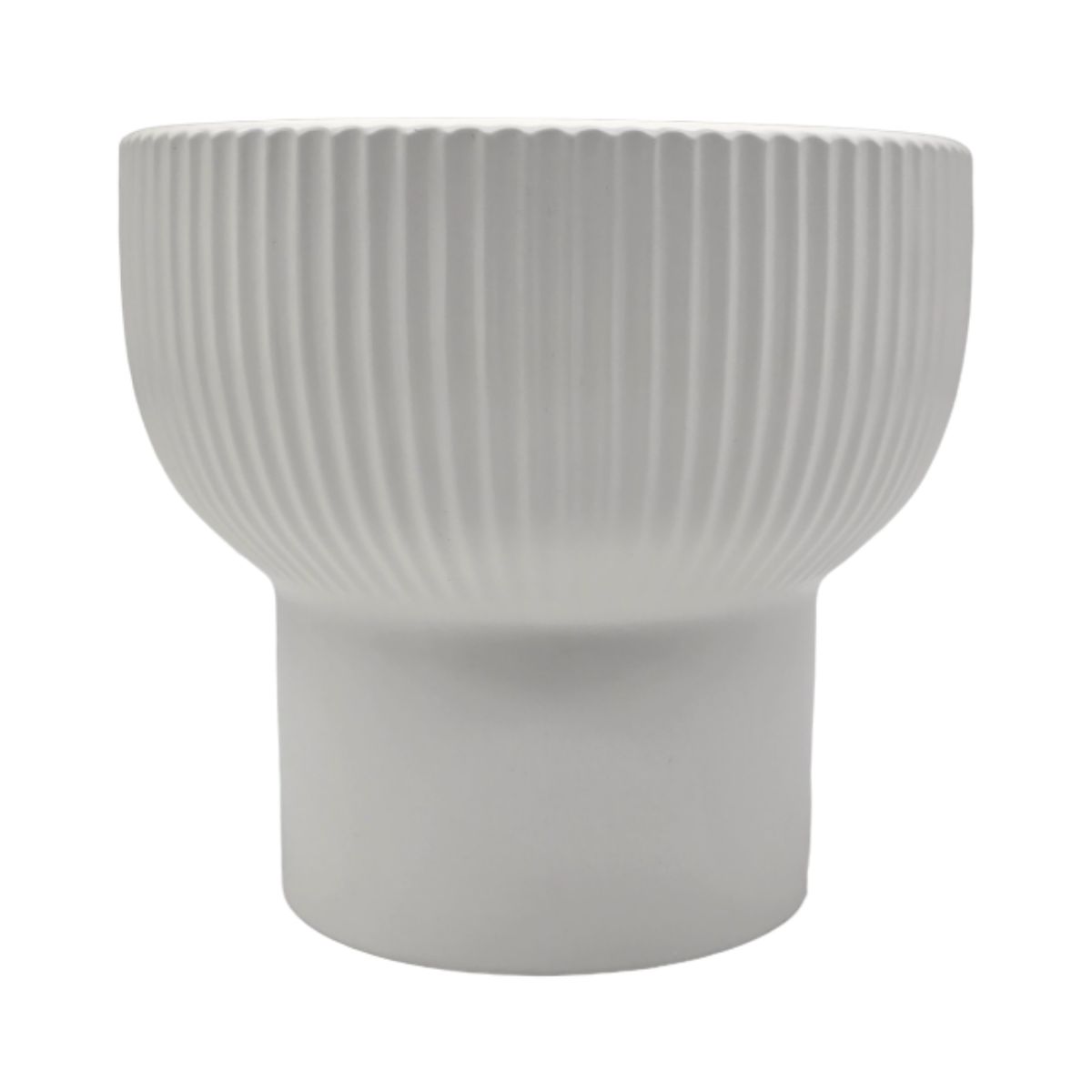 GENERICO - Macetero Maceta De Ceramica Copon Lineas Blanco Mate L