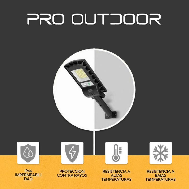 PRO OUTDOOR - Pack 2 Luminaria Led 100 W Solar Contra Agua
