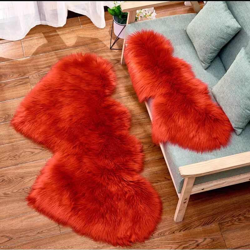 ANGELES DEL HOGAR - Alfombras Peludas de Felpas en forma de Corazones Roja
