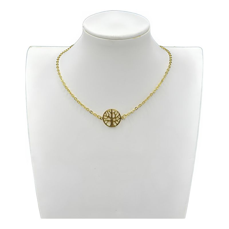 GENERICO - Collar Choker Juvenil Arbol De Vida Enchapado En Oro 24 Kl