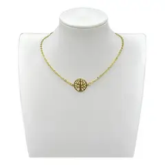 GENERICO - Collar Choker Juvenil Arbol De Vida Enchapado En Oro 24 Kl