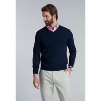 Sweater V Neck Solido F Azul