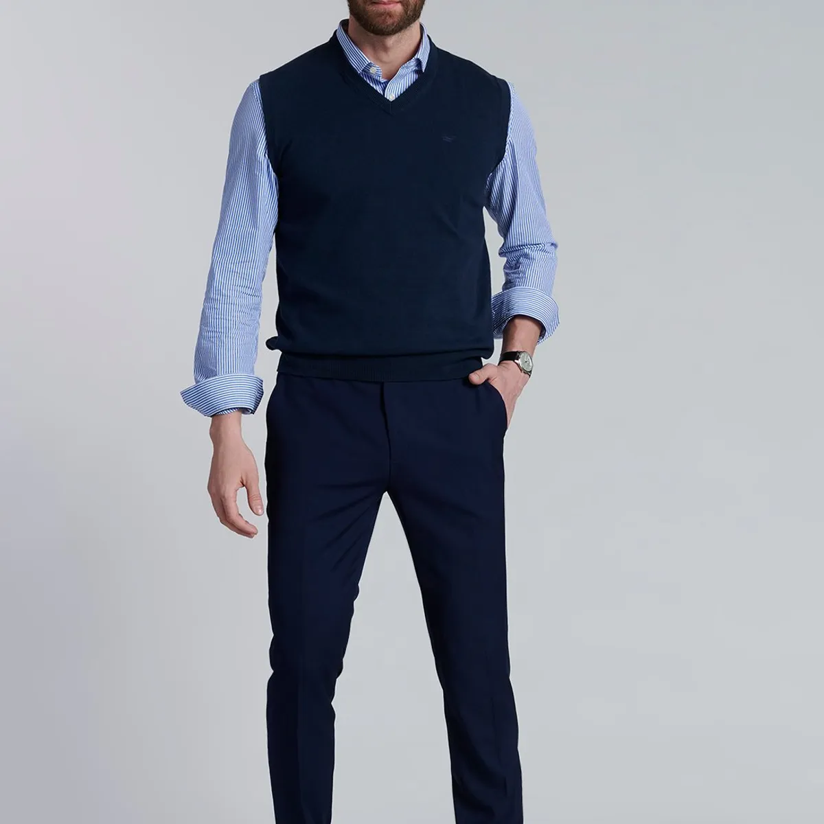 FEROUCH - Sweater Sleeve Smart Casual Azul Ferouch