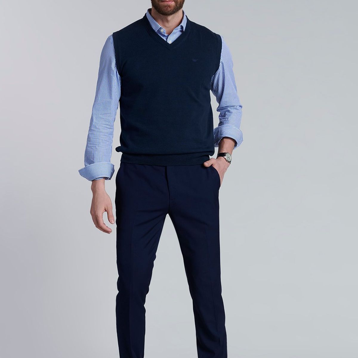 FEROUCH - Sweater Sleeve Smart Casual Azul Ferouch