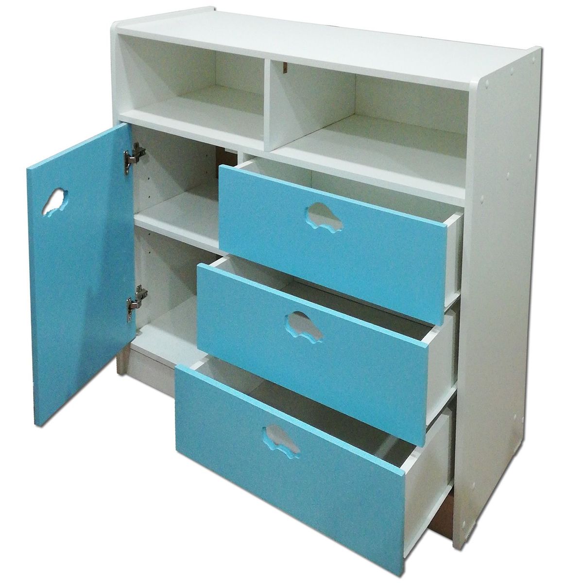 MUEBLES KIDS - comoda mudador celeste auto