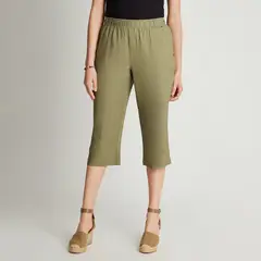 CURVI - Capri De Lino Verde Pretina Elasticada