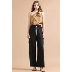 LIOLA - Pantalon Ancho Cargo Tiro Alto, Negro