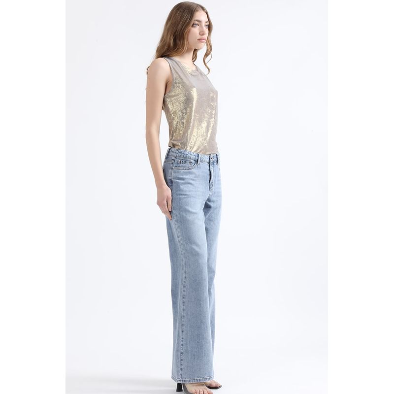 LIOLA - Jeans Palazzo Fit, Tiro Medio, Azul Liola