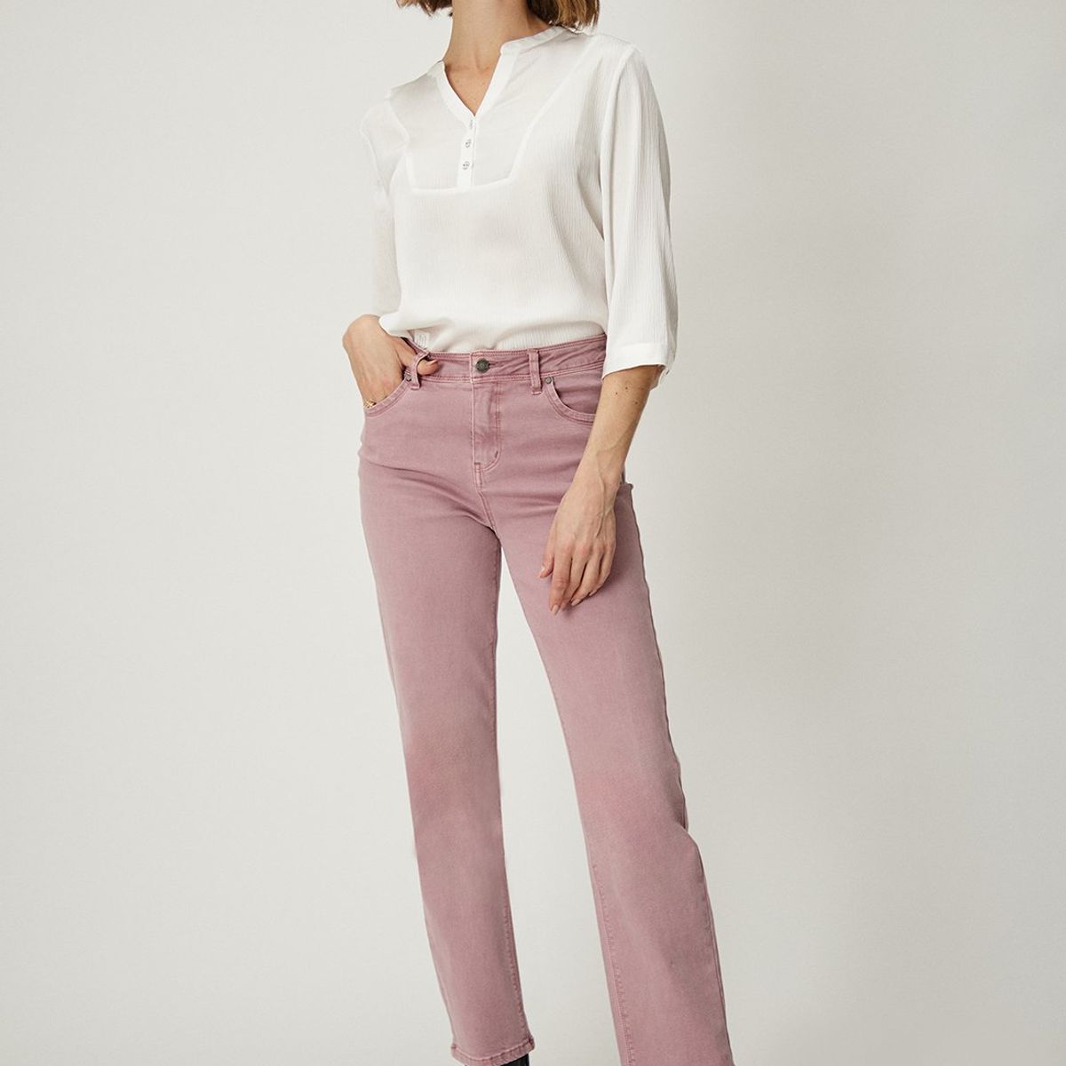 MA GRIFFE - Jeans Straight Rosado Mujer Magriffe