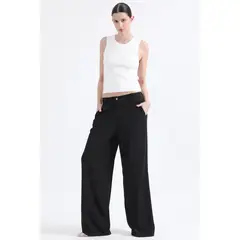 LIOLA - Pantalon Ancho Tiro Alto, Negro