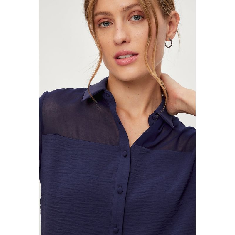 IO - Blusa Manga Larga Azul Marino Mujer Io