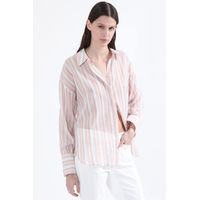 Camisa Listada Fantasia Hilo Metalizado, Naranjo