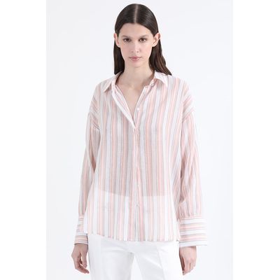 Imagen 2 del producto Camisa Listada Fantasia Hilo Metalizado, Naranjo