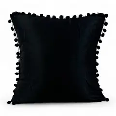 GENERICO - Pack 2 Funda De Cojines Terciopelo Con Pompones Negro