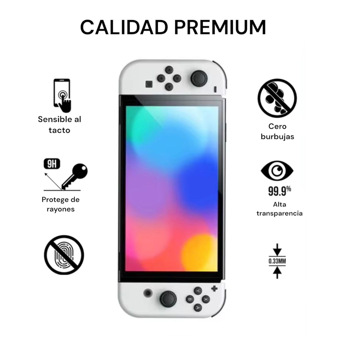 GENERICO - Lamina de Vidrio Templado Para Nintendo Switch OLED Mica