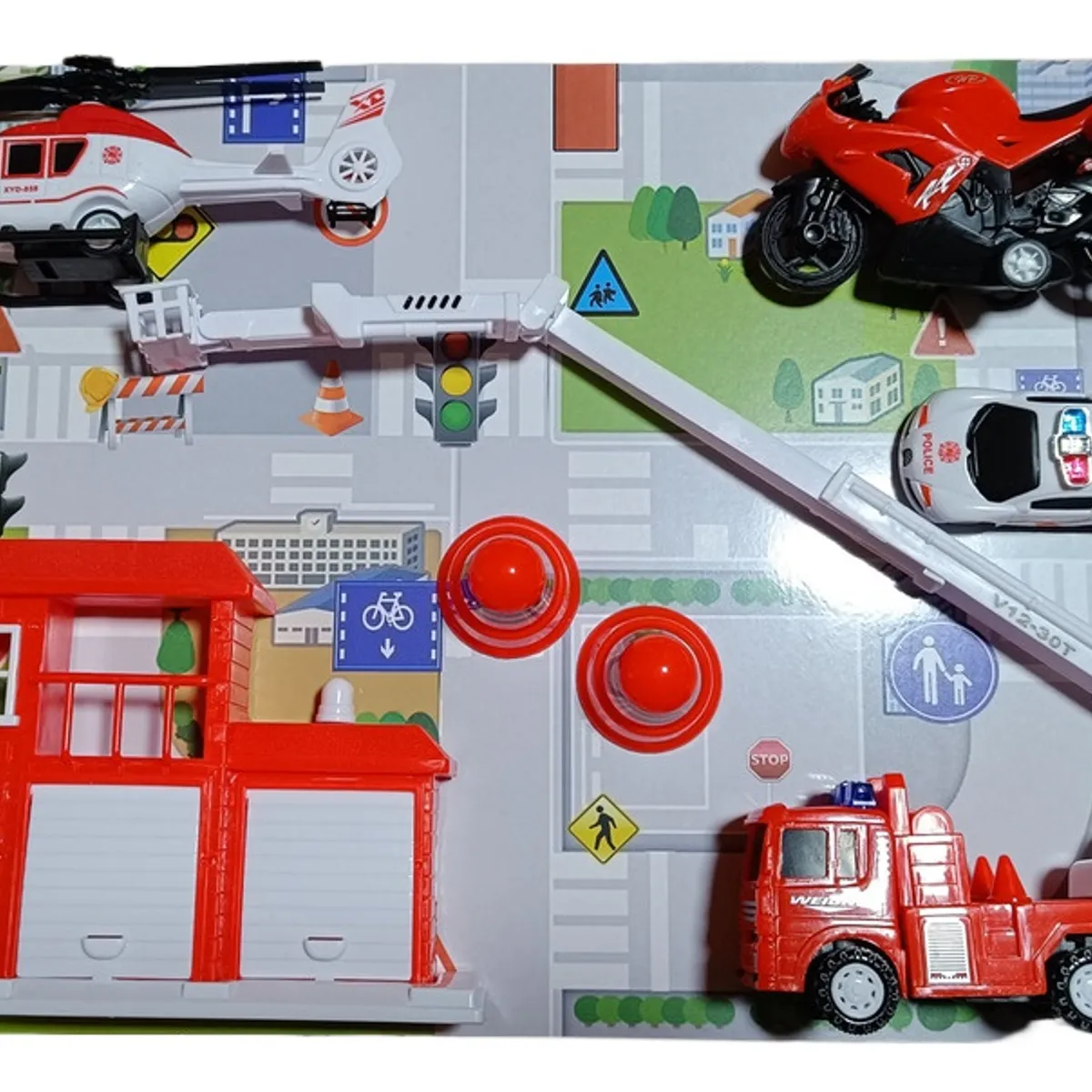 GENERICO - Estación De Bomberos set de Cuartel Vehículos Helicoptero