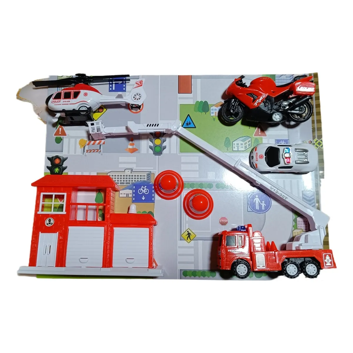 GENERICO - Estación De Bomberos set de Cuartel Vehículos Helicoptero