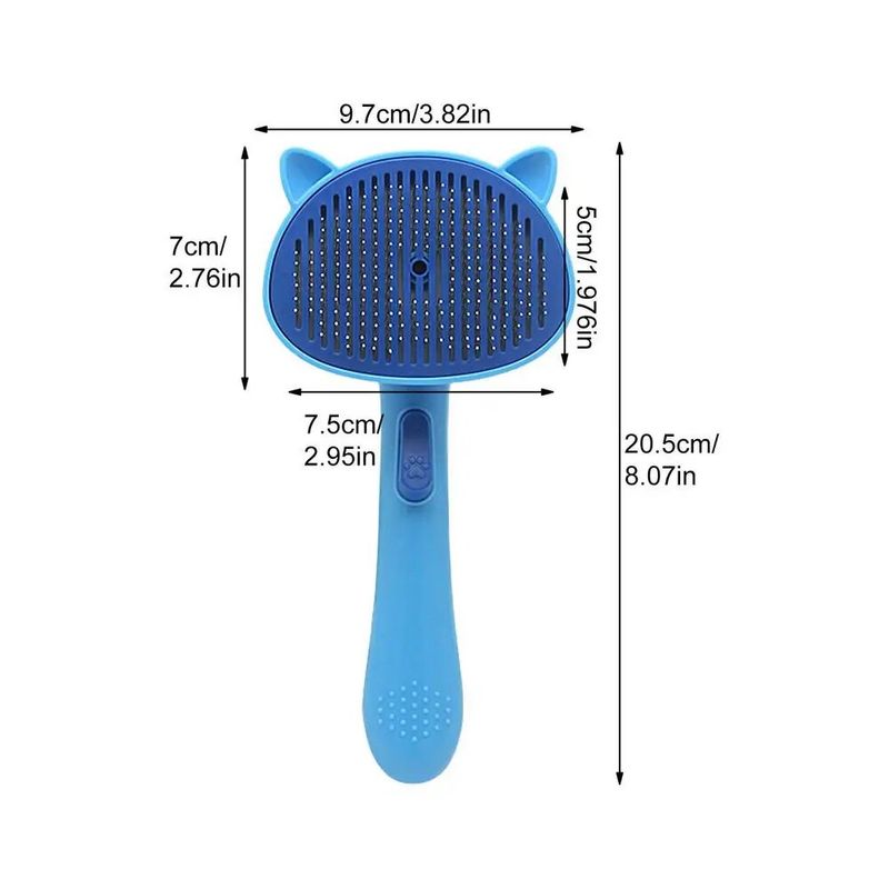 GENERICO - Cepillo Para Mascotas Con Botón Extractor Color Azul