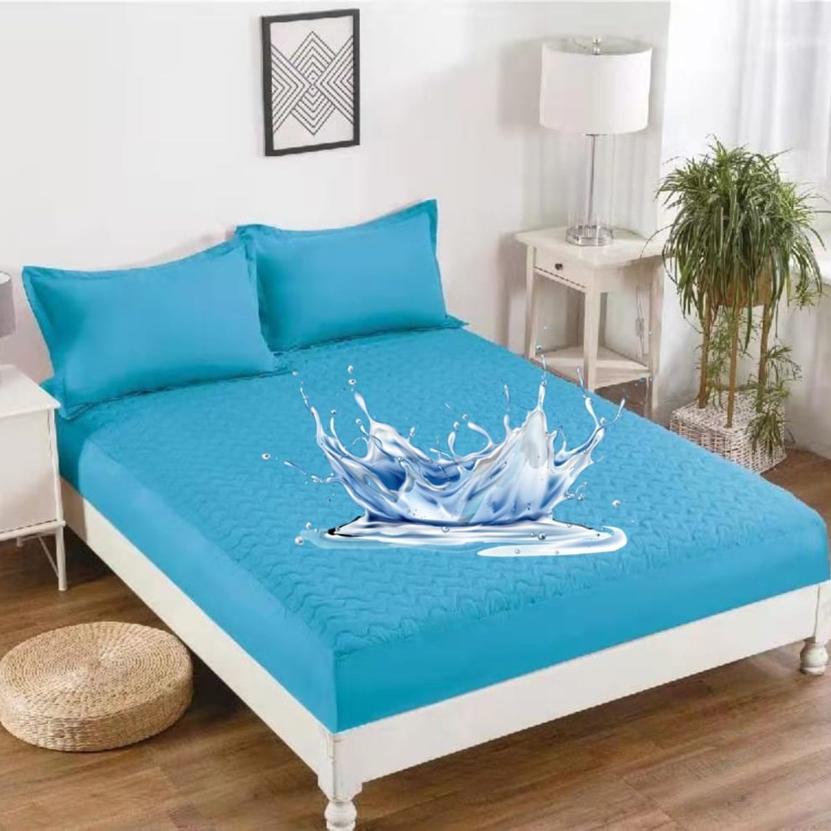 GENERICO - Cubre Colchon 100% Impermeables King Color Celeste