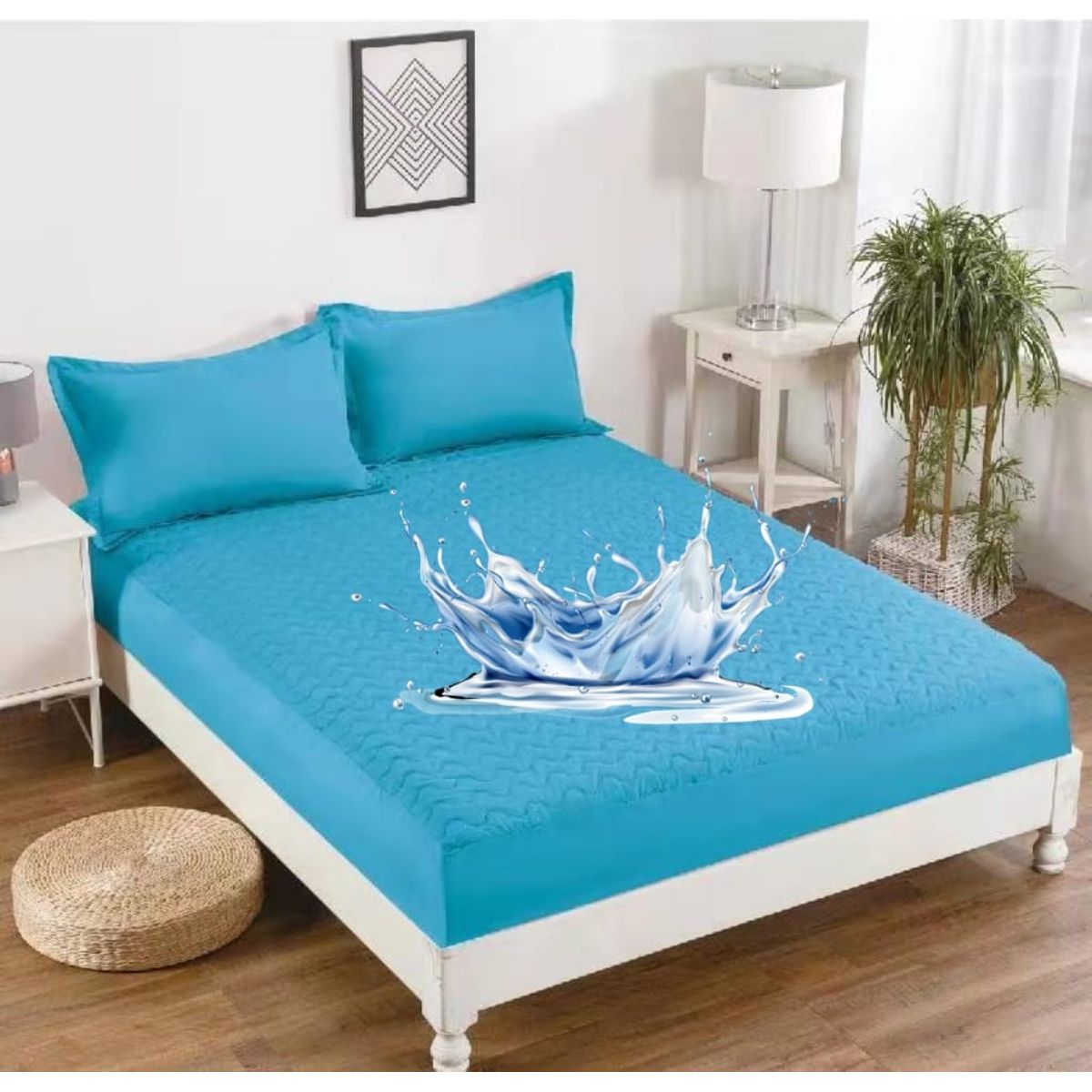 GENERICO - Cubre Colchon 100% Impermeables King Color Celeste