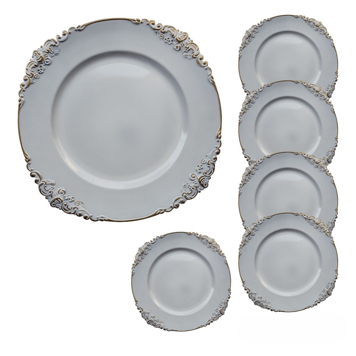 GENERICO - Pack 6 Bandejas & Plato Base Redondo - Blanco