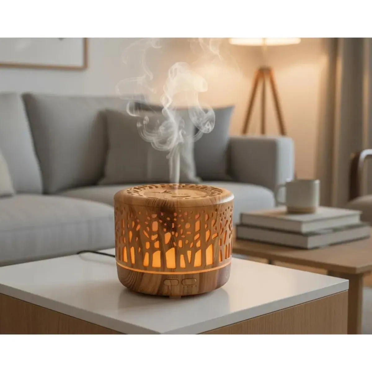 GENERICO - Humidificador Ultrasonico Con Musica Por Bluetooth De Madera