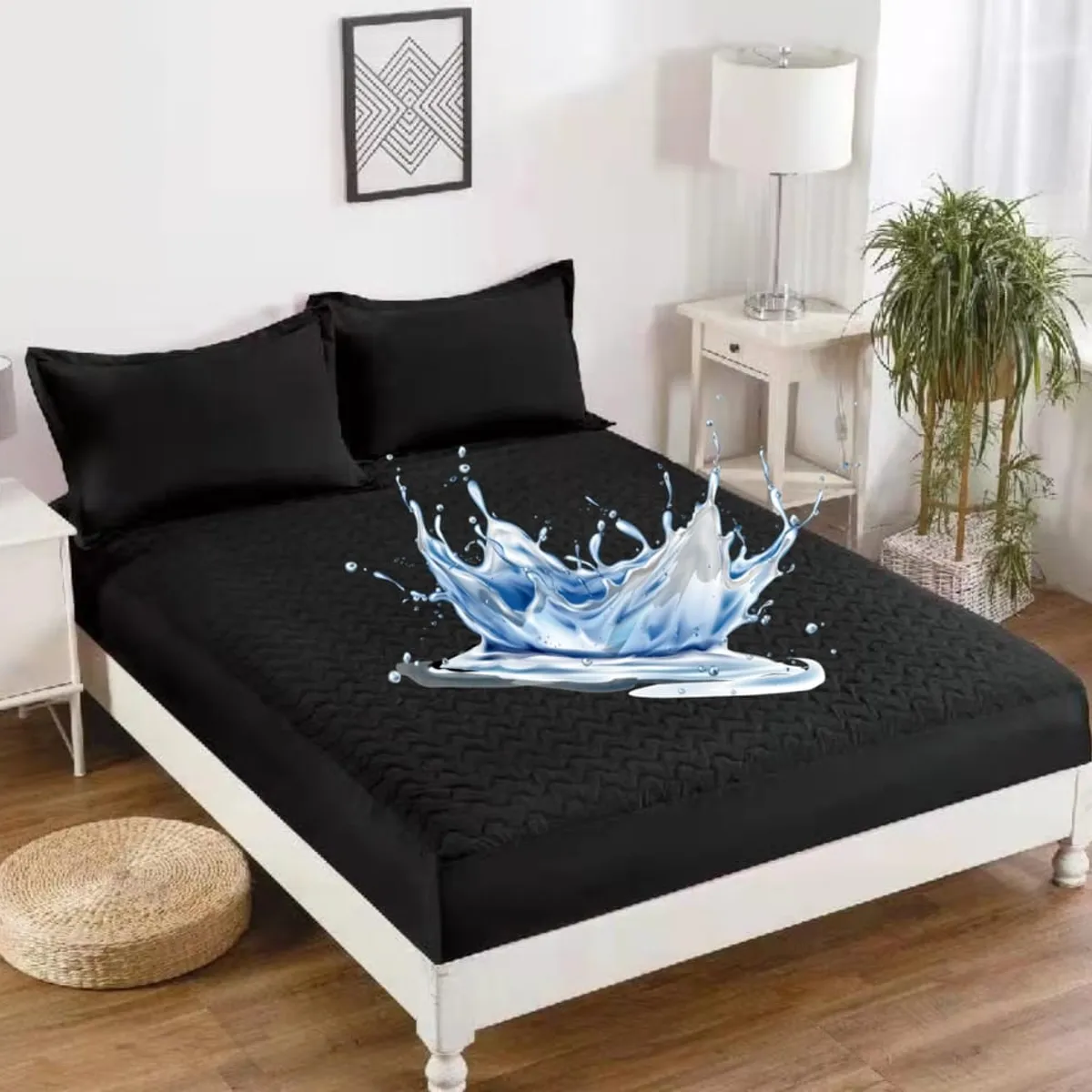 GENERICO - Cubre Colchon 100% Impermeables 2 Plazas Color Negro