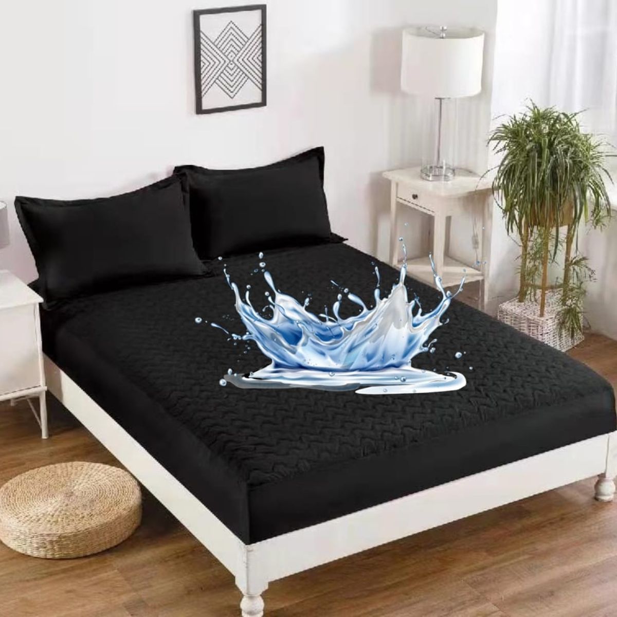 GENERICO - Cubre Colchon 100% Impermeables 1.5 Plazas Color Negro