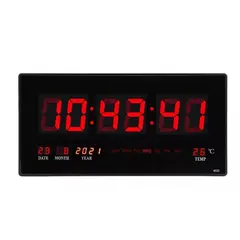 GENERICO - Reloj Digital Pared Luz Led Hora Fecha Temperatura 47x23cm