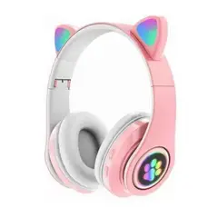 GENERICO - Audífonos Inalámbricos Cat Gato Rosa Luces Rgb