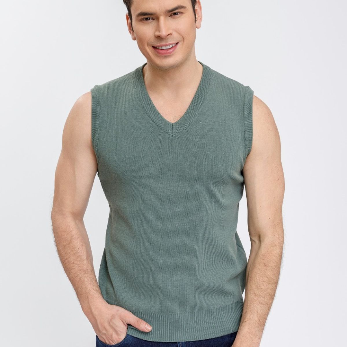 LIKE SHOP - Sweater Hombre Sin Manga Cuello V Excelente Calidad 7196