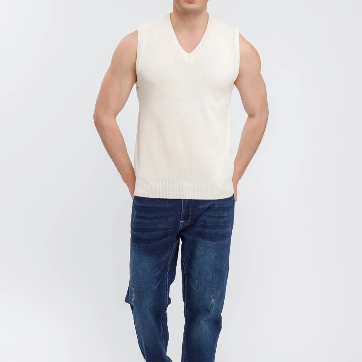 LIKE SHOP - Sweater Hombre Sin Manga Cuello V Excelente Calidad 7196