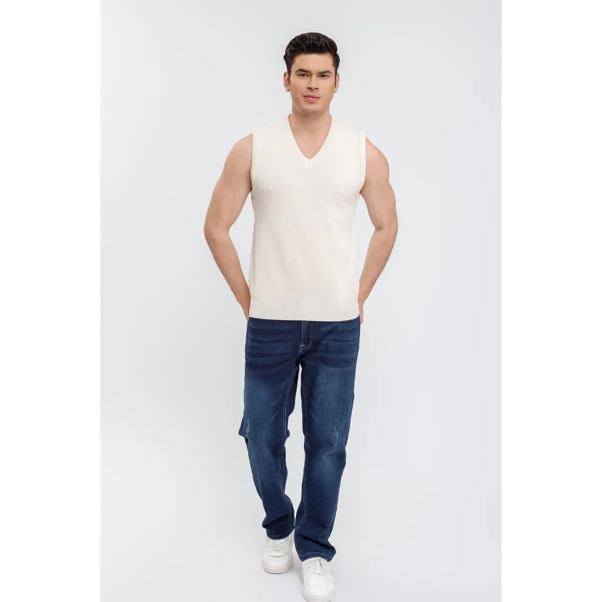 LIKE SHOP - Sweater Hombre Sin Manga Cuello V Excelente Calidad 7196