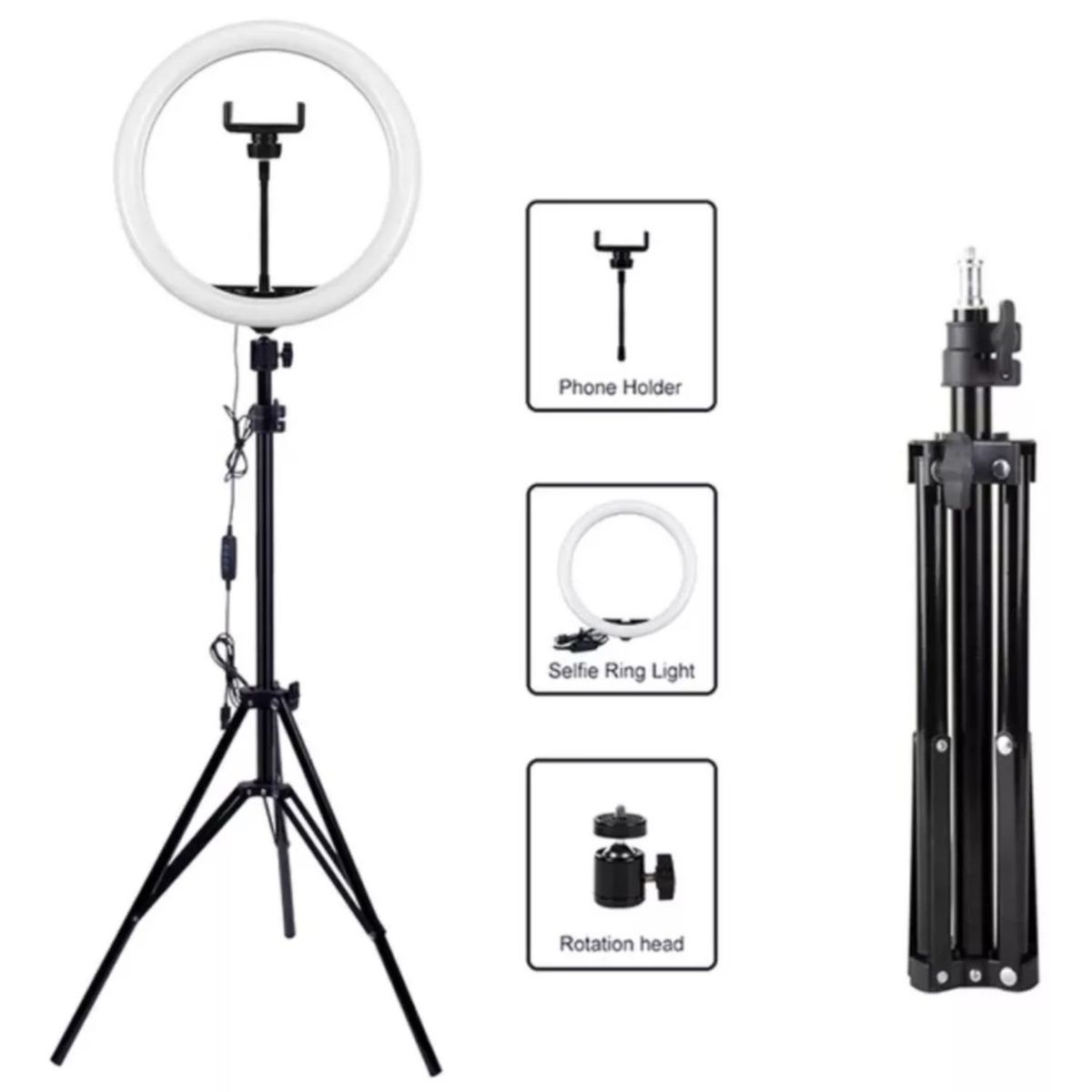 GENERICO - Aro De luz Led 30 Cm Anillo de Luz Con Tripode Ajustable