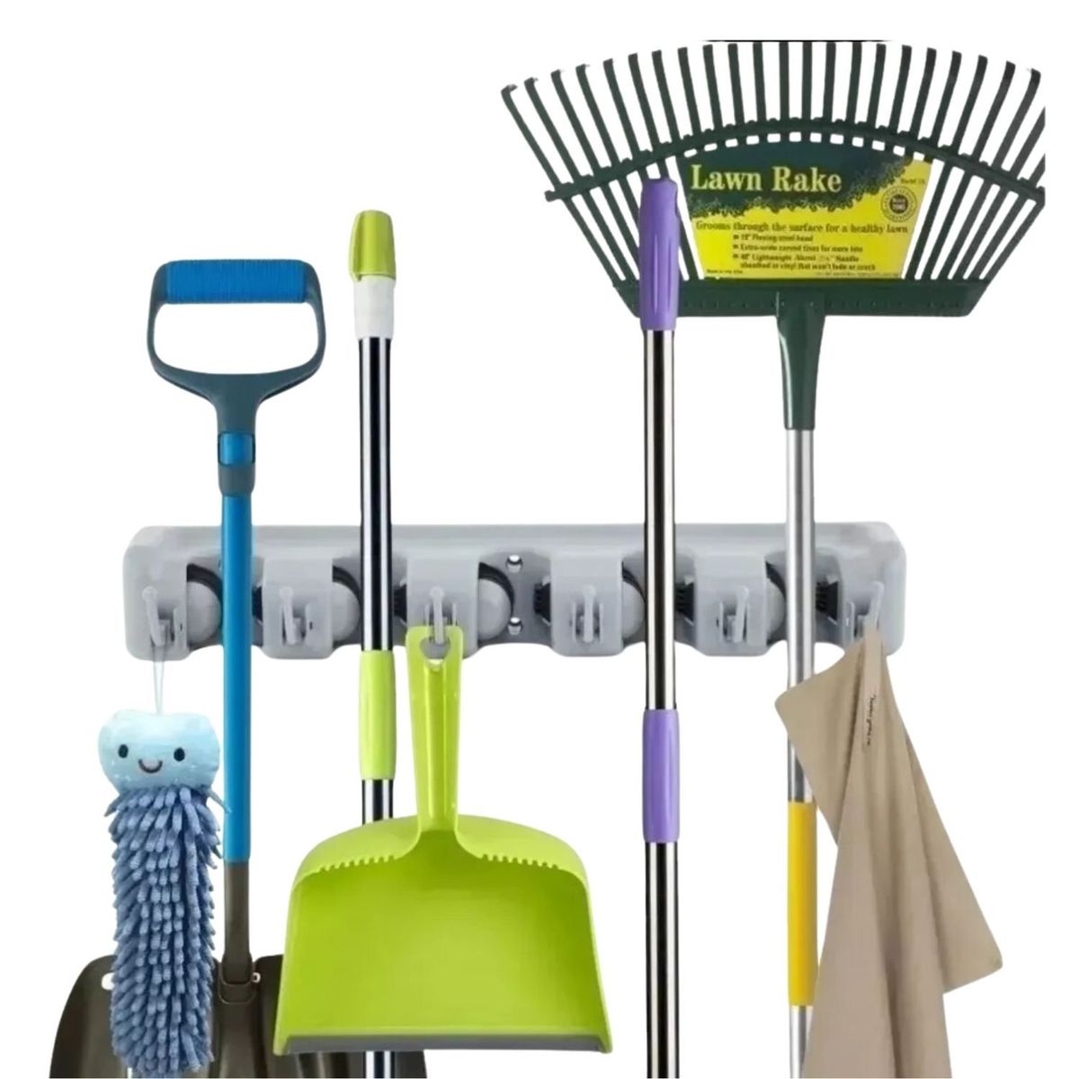 GENERICO - Colgador De Escobas Y Utiles De Aseo Con Ganchos Organizador.