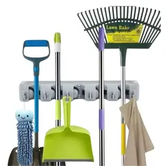 GENERICO - Colgador De Escobas Y Utiles De Aseo Con Ganchos Organizador.