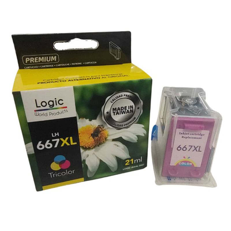 LOGIC - Cartucho de Tinta 667XL Color Ink para Hp Deskjet IA 2874