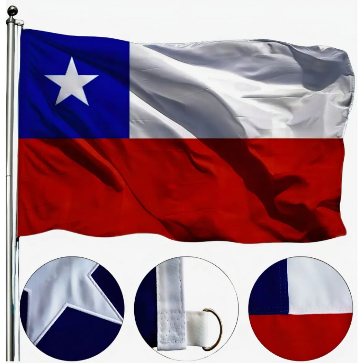 UNIVERSAL - BANDERA CHILENA BORDADA 140 X 210 CMS