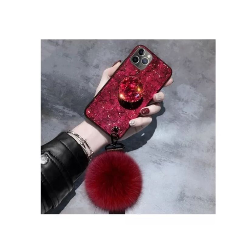 GENERICO - Funda Diseños Con Cordón De Diamante Para iPhone 13 13pro-ROJO