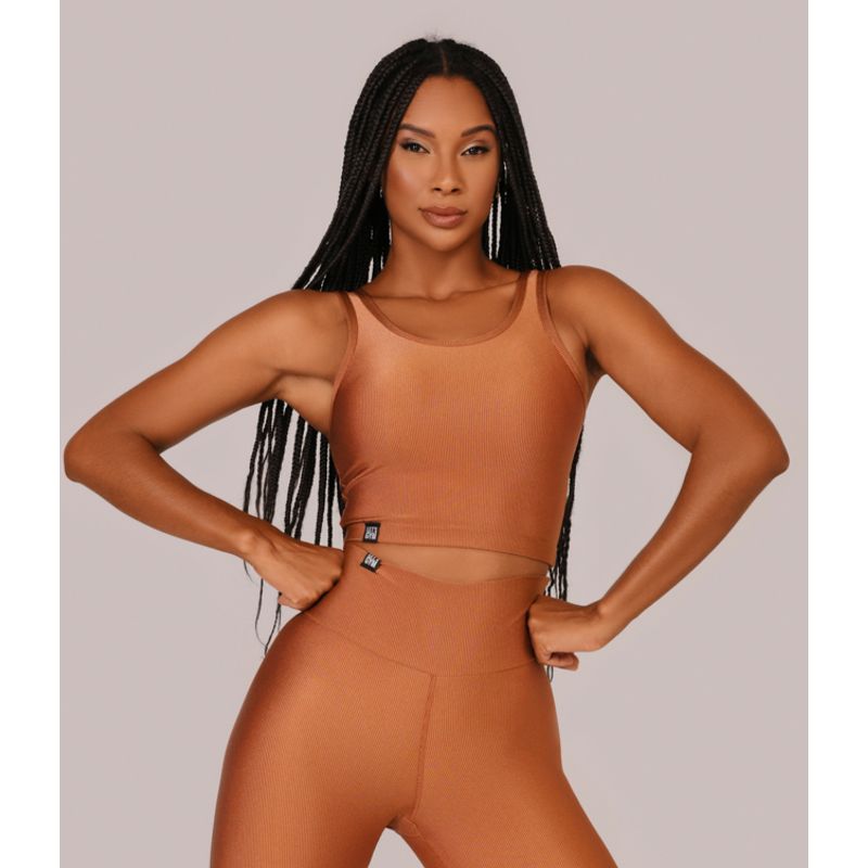 LETSGYM - CROP TOP DEPORTIVO GOLD RIB