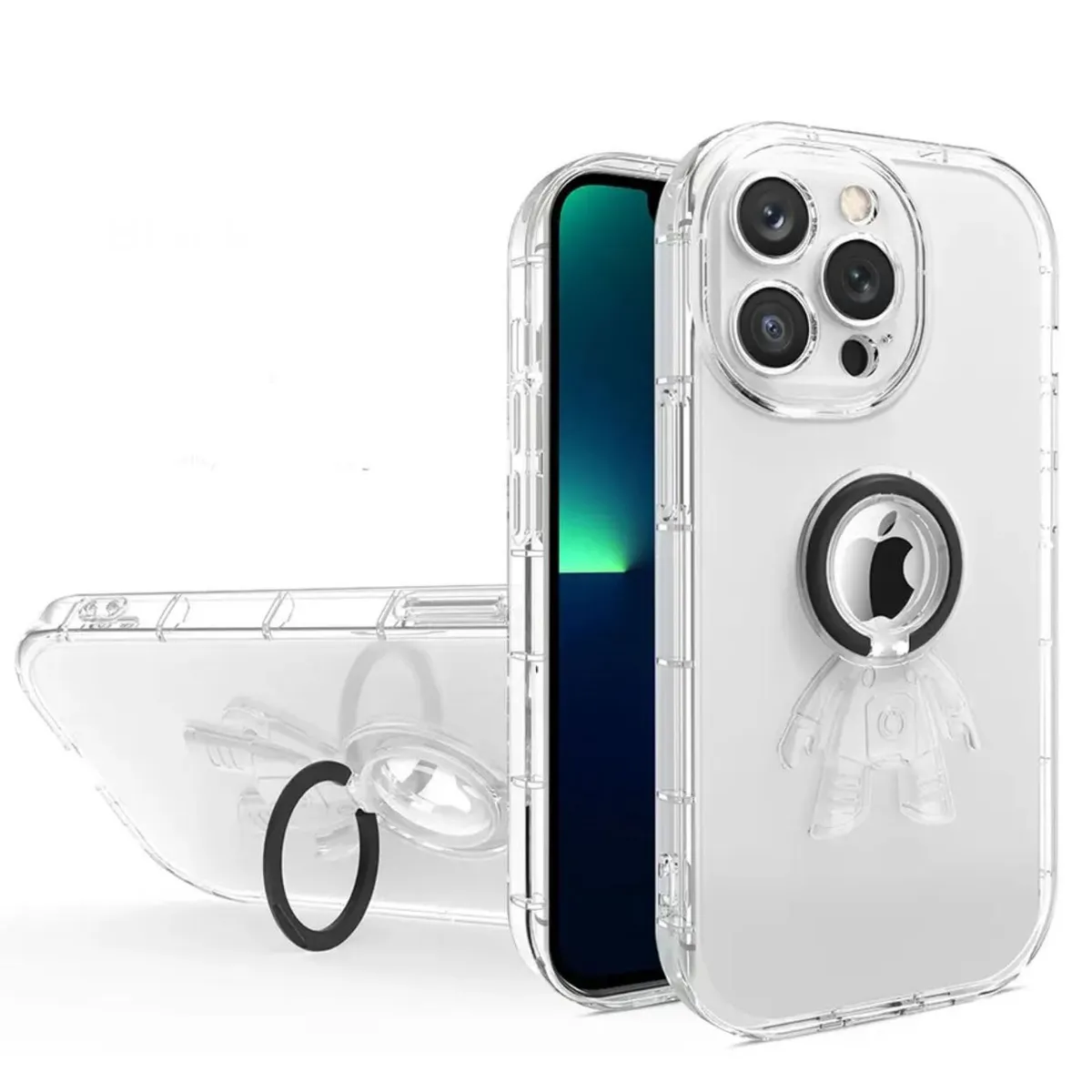 GENERICO - Funda Carcasa Para iPhone 13 Pro Max - Soporte Astronauta-NEGRO