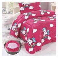Cobertor Chiporro y Sabana Bajera Polar Infantil 1.5 Plazas Unicornio