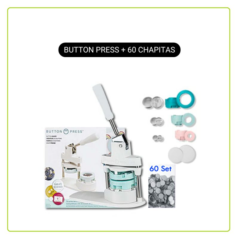 AMERICAN CRAFTS - Maquina De Chapitas Button Press + 60 chapitas
