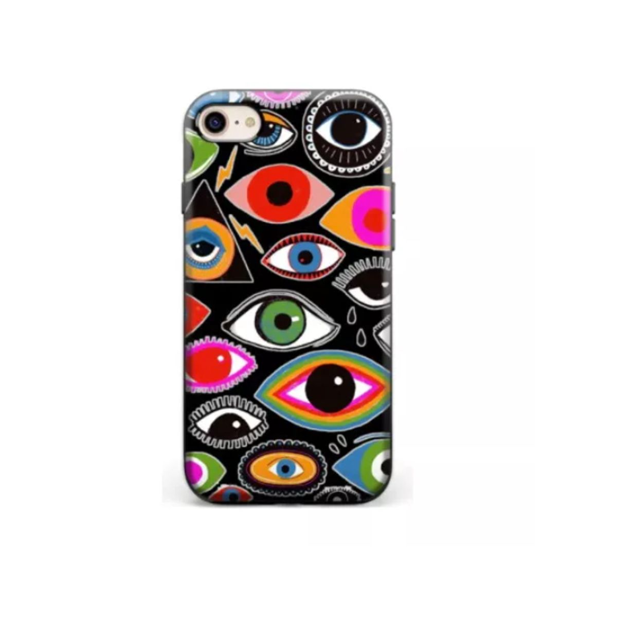 GENERICO - Funda De Silicona Estampada Ojos Para iPhone 13 - NEGRO